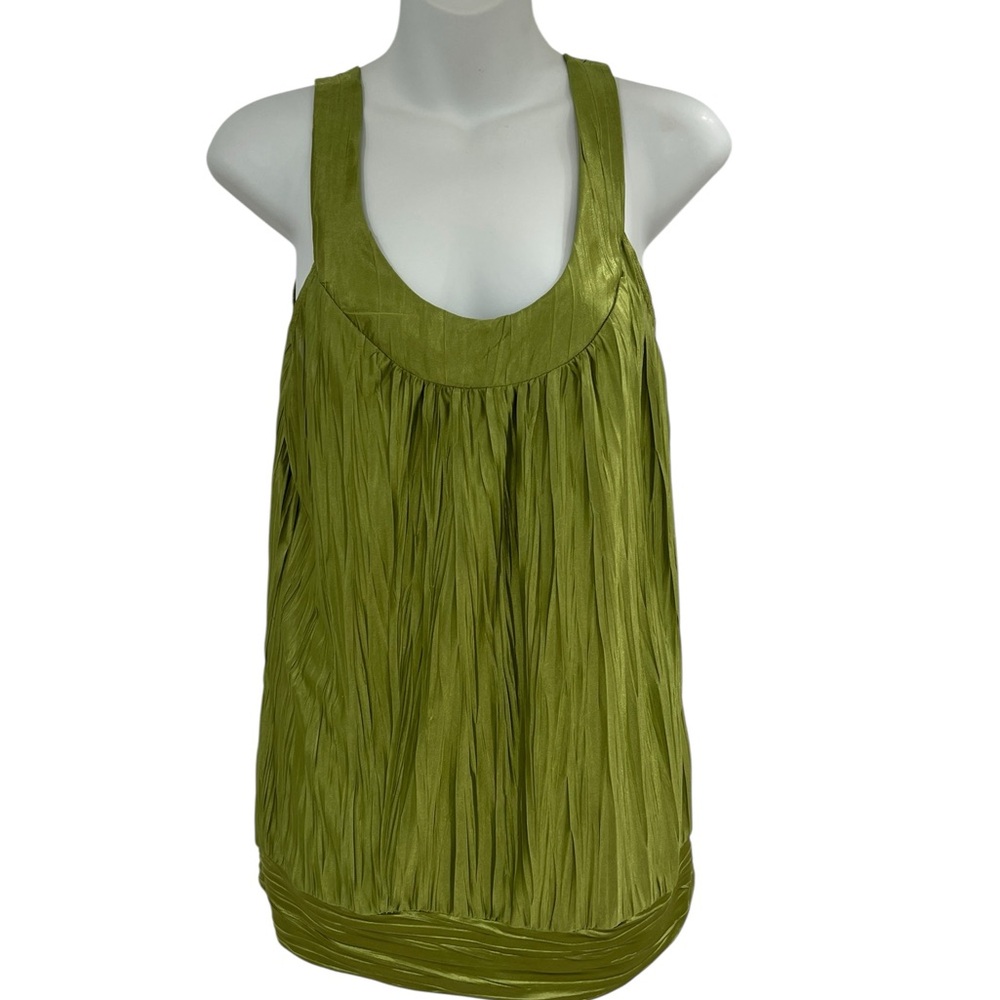 Amy Byer Green Pleated Summer Tank Top Camisole Shirt Blouse